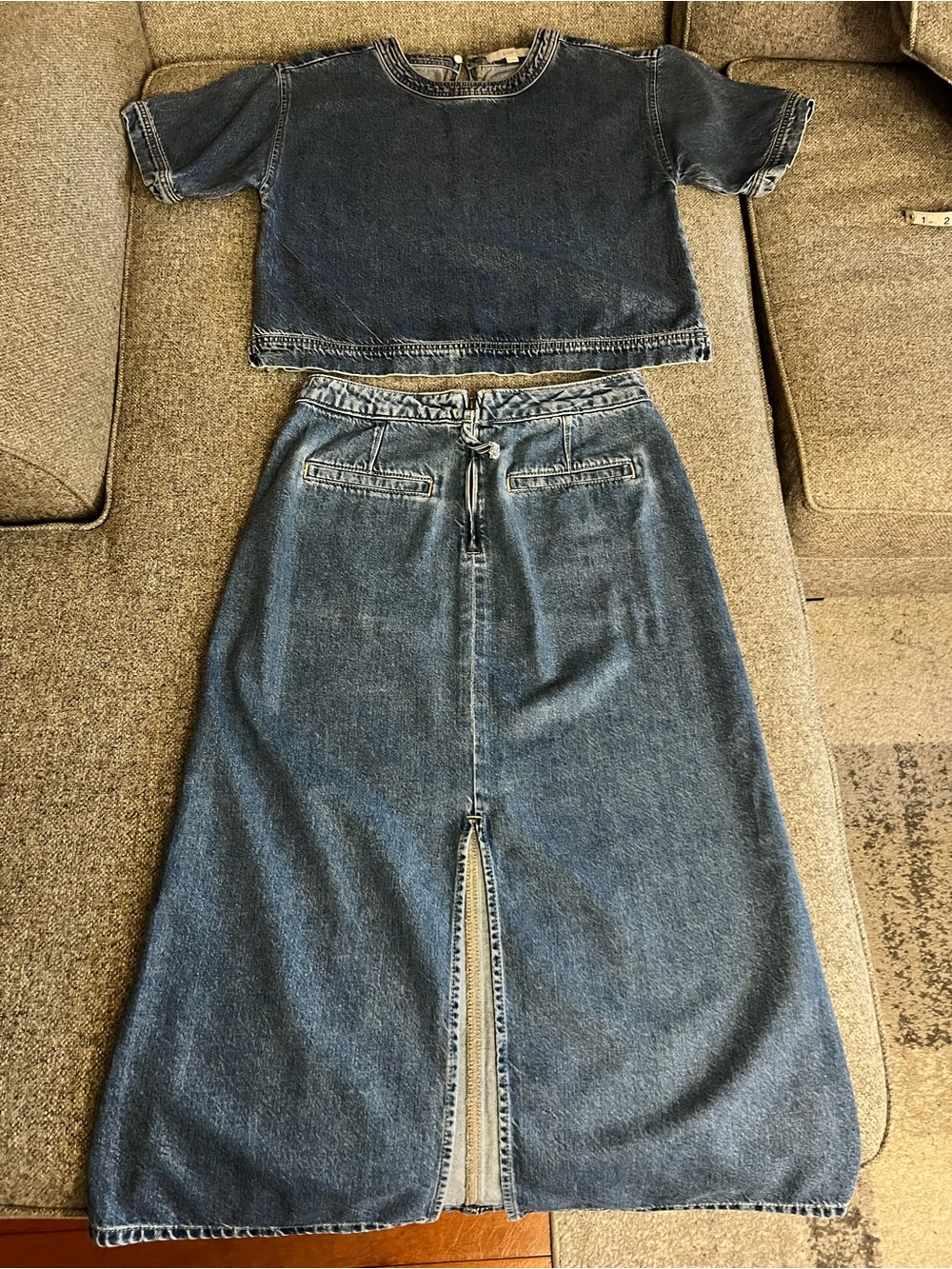 Loft Denim Maxi Skirt Size 2 & Boxy Top PetiteSmall